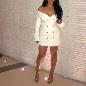 House of CB White Tuxedo 'SEVERINE' Dress